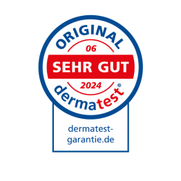 Dermatest-Siegel "sehr gut" bestätigt die sehr gute Hautverträglichkeit der we:care² Produkte