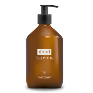 Glasflasche Braunglas mit Aufdruck "good karma"
