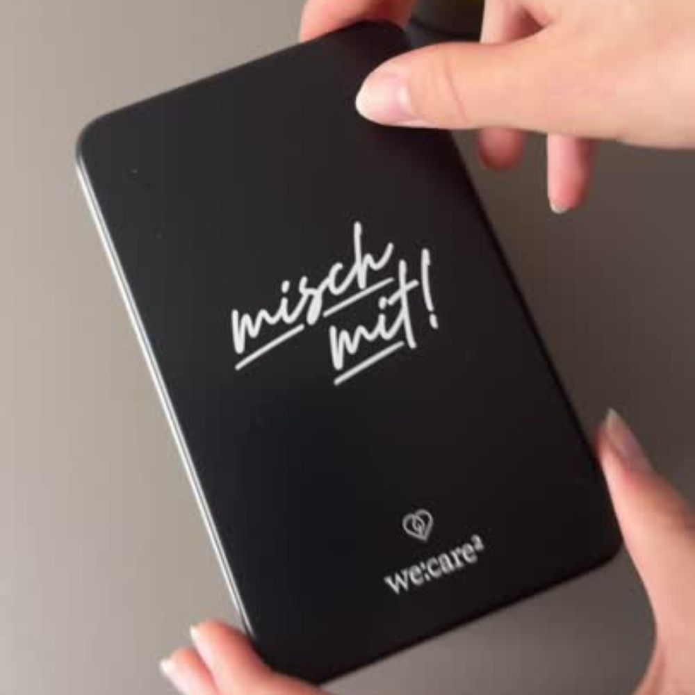 we care aufbewahrungsdose mit Aufdruck "misch mit"