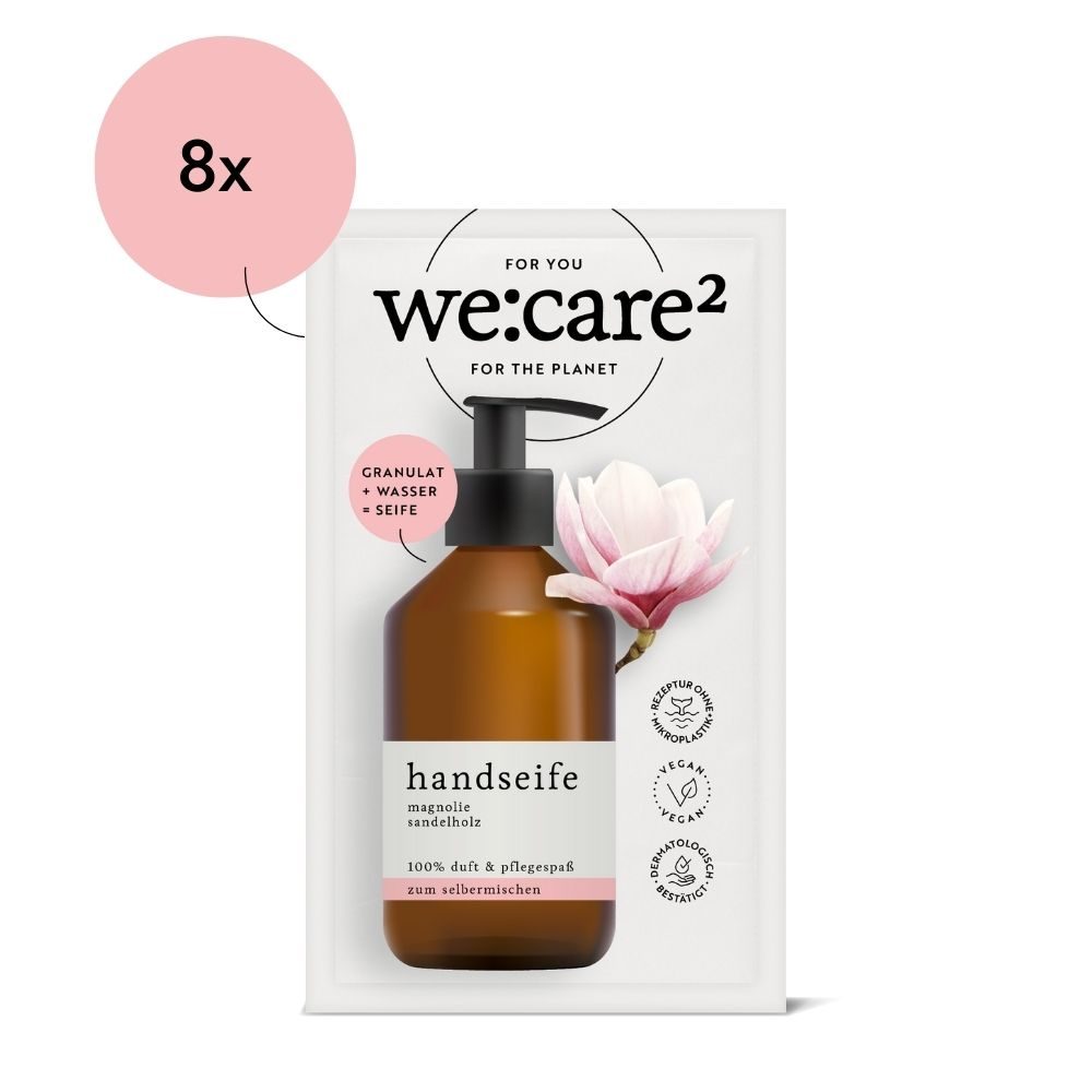 we:care² Seifengranulat Magnolie Sandelholz Tütchen mit Störer "8mal"