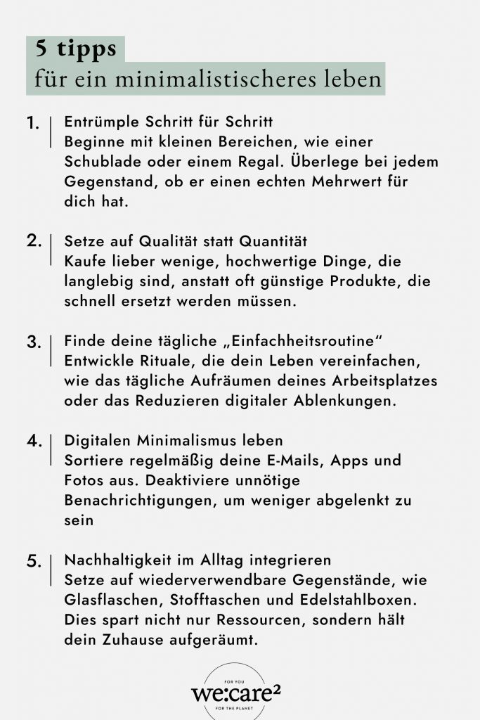 5 Tipps für ein minimalistischeres Leben