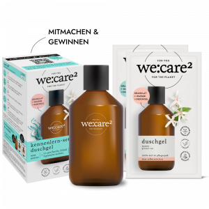 we:care² Kennenlernset Duschgel mit Flasche und 2 Tütchen Granulat