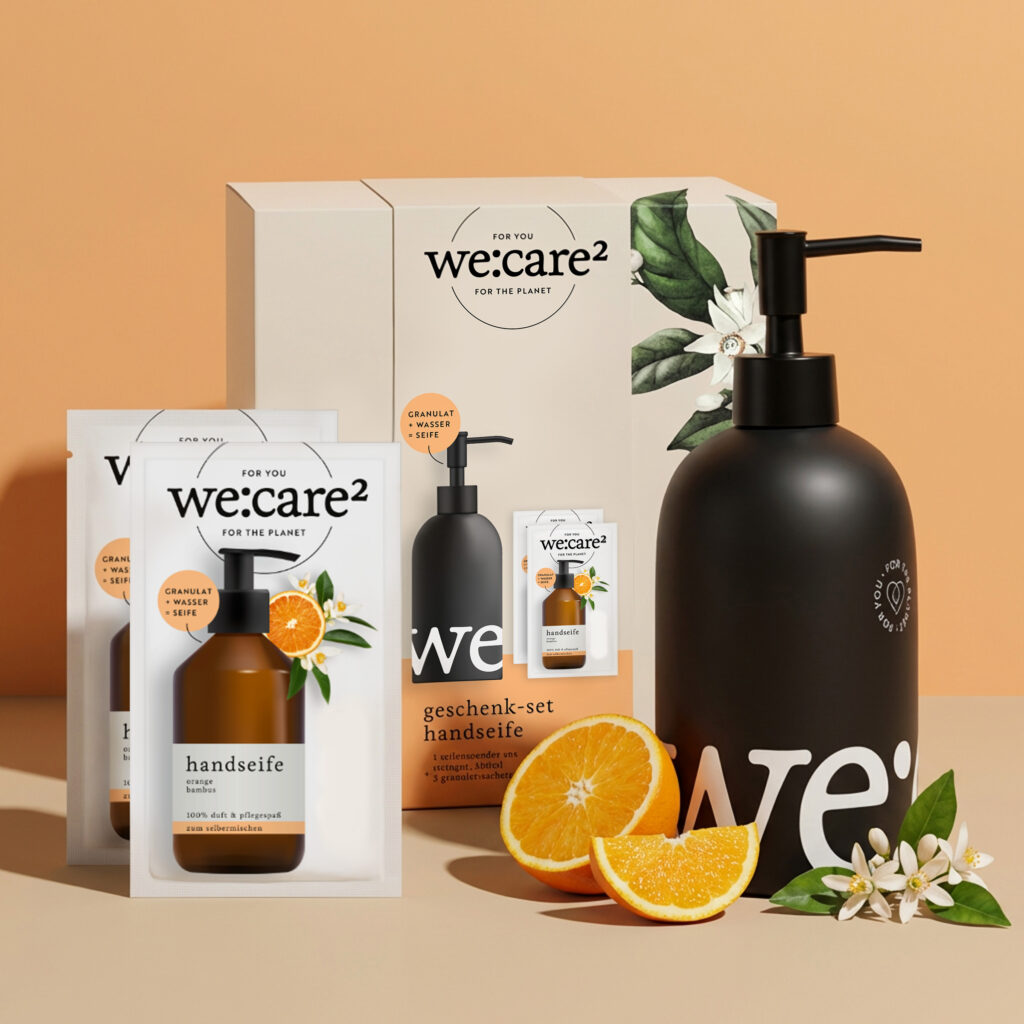 Geschenk-Set Orange Harmony Orange Bambus mit Orangenvierteln und -blüten