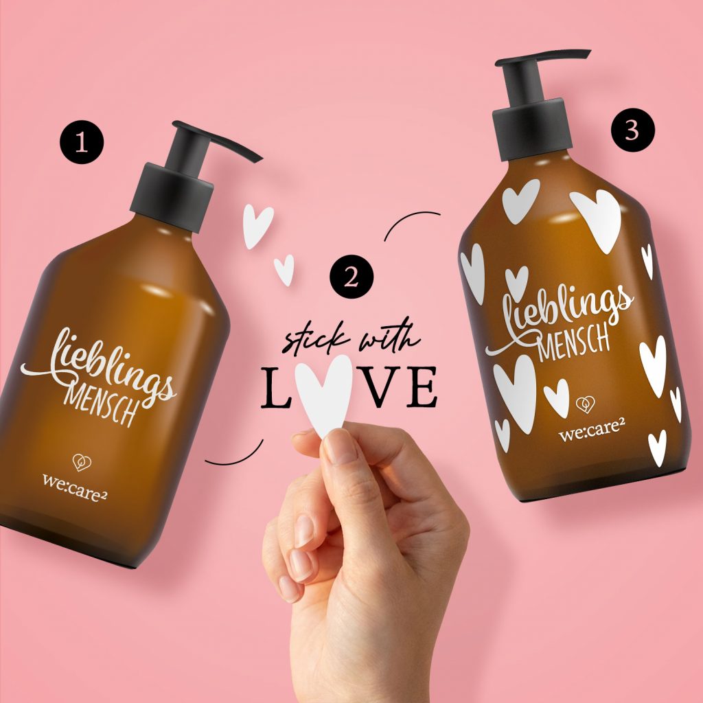 Herzsticker in der Hand