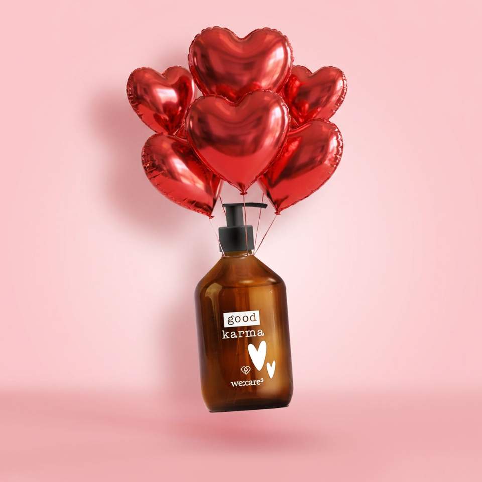 herz-sticker set zu deinem seifenspender aus braunglas