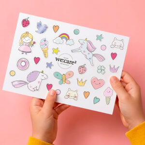 verschiedene Sticker Fee, Einhorn, Herzen